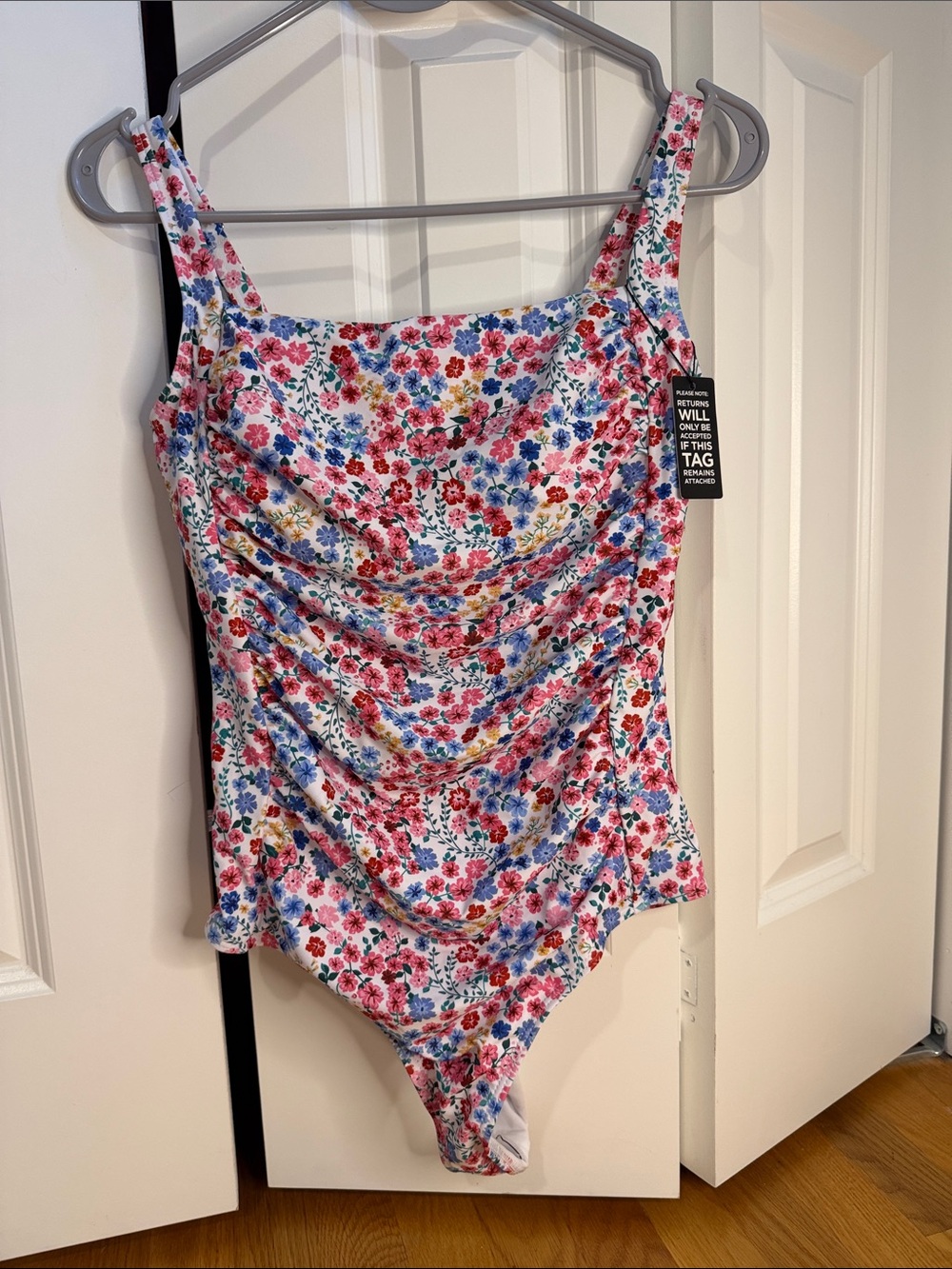 Kids Floral One-Piece Swimsuit - Pink & Blue